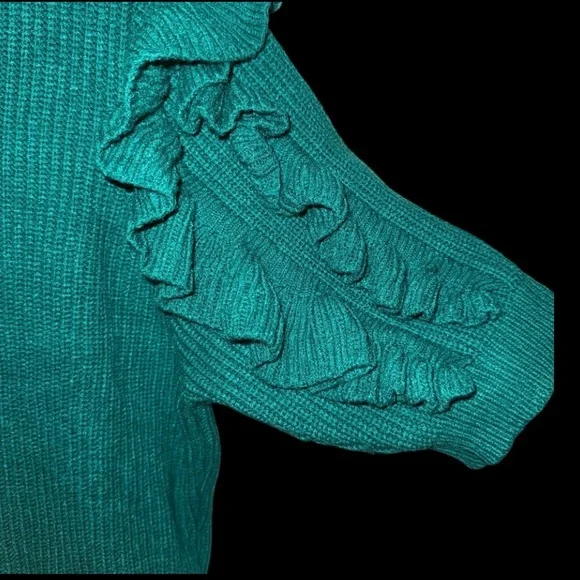 Teal Ruffle Sleeve Blouse - Picture 3 of 4